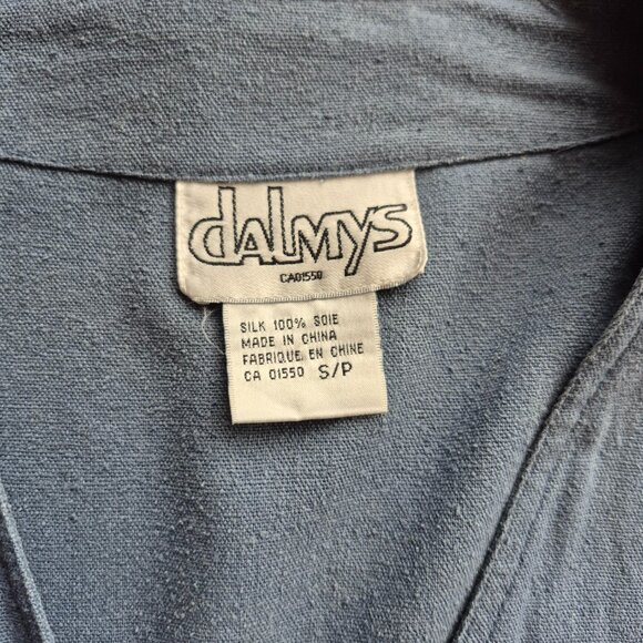 Raw Silk Vintage Dalmy's Top Cardigan Jacket Utility Safari S - Picture 3 of 13